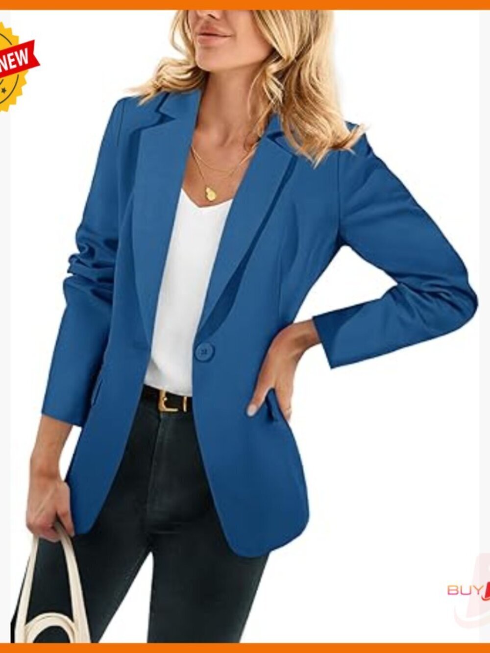 Slim Fit Blazer, Recycled Material, Open Front, Work Office Casual